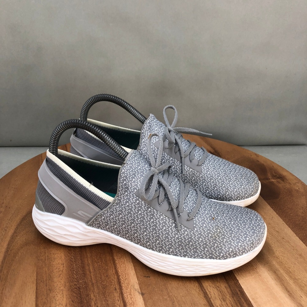 Skechers YOU Gray Knit Comfort Walking Sneakers Shoes Womens 7.5 Lightweight